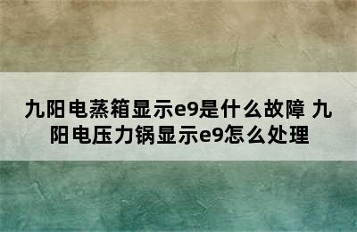 九阳电蒸箱显示e9是什么故障 九阳电压力锅显示e9怎么处理